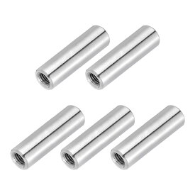 丸型カップリングナット M6x1mm 5個入 304ステンレススチール シルバー 丸型コネクタナット 接続用 長ナット スリーブ スタッドチューブ 補修金具