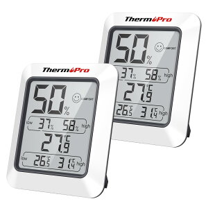 ThermoPro�T�[���v�� ���x�v �f�W�^�������x�v ��}�[�N �������x�v���x�v ���^ �ō��Œቷ���x�\��2�p�b�N TP50
