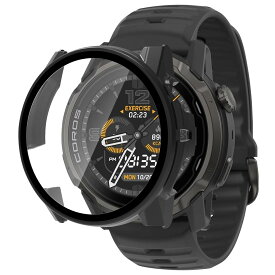 JIAYJP for COROS APEX 4 46mm 用 ケース ガラスフイルム 一体型ケース PC+ガラス素材 指紋防止 耐衝撃 装着簡単 高透過率 全面保護 超薄型 COROS APEX 4 46mm カバー (ブラック)