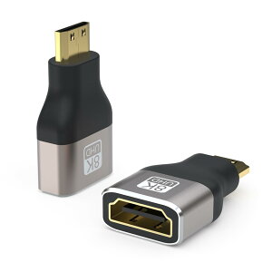 Mini HDMI �A�_�v�^�[ 8K �~�j HDMI�ϊ��A�_�v�^ Mini HDMI(�I�X) to �W��HDMI (���X) ���p �����A�_�v�^ �����^ �y�� 8K@60Hz/4K@144Hz/2K HDR�Ή��y2�Z�b�g�z
