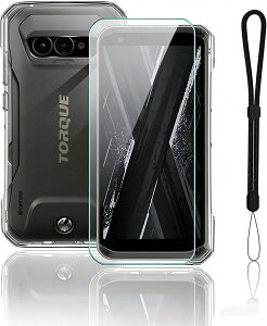 NIUQCTIAN �P�[�X �J�o�[ Kyocera Torque G07�p + �����K���X�t�B����1���Z�b�g �ϏՌ� TPU �f�� �_�炩����G�� �S�ʕی� �X�N���[�� & �J�����ی� �y�� ���^ �����h�~ �w��h�~ ���ϖh�~ �P�[�X �J