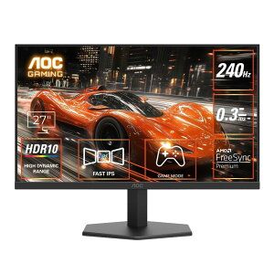 AOC �Q�[�~���O���j�^�[ 27G11ZE2/11, 27�C���`, �t��HD/1920x1080@240Hz, �������x0.3ms(MPRT), Fast IPS, HDMI2.0 x 1/ DP1.4x1,�u���[���C�g�ጸ, �t���b�J�[�t���[, FreeSyncpPremium, Adaptive Sync, HDR10�Ή�, 3�N�ۏ�