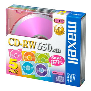 �f�[�^�p CD-RW 650MB 4�{�� �J���[�~�b�N�X 5���Z�b�g ���^�P�[�X���� �J��Ԃ��L�^�p ���f�B�A