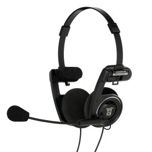Koss Porta Pro ���ʃI���C���[�R�~���j�P�[�V�����w�b�h�Z�b�g �_�� �n���Y�t���[ �G���N�g���b�g�}�C�N �܂肽���ݎ��f�U�C�� �L�� 3.5mm TRRS�v���O �u���b�N