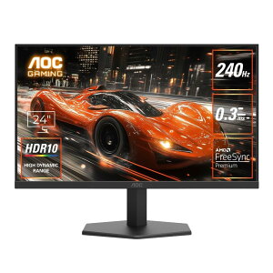 AOC �Q�[�~���O���j�^�[ 24G11ZE/11, 23.8�C���`, �t��HD/1920x1080@240Hz, �������x0.3ms(MPRT), Fast IPS, HDMI2.0 x 1/ DP1.4x1,�u���[���C�g�ጸ, �t���b�J�[�t���[, FreeSyncpPremium, Adaptive Sync, HDR10�Ή�, 3�N�ۏ�
