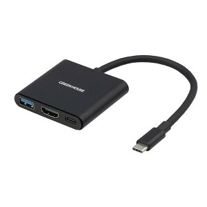 �O���[���n�E�X(Green House) �h�b�L���O�X�e�[�V���� USBType-C 4K �f���o�� iPad Pro Nintendo Switch�Ή� �u���b�N GH-MHC3A-BK