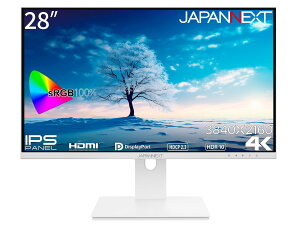 JAPANNEXT 28�C���` ���j�^�[ 4K UHD 3840x2160�𑜓x IPS �f�B�X�v���C (HDMI/DisplayPort/�u���[���C�g�J�b�g) JN-IPS28UHDR-W