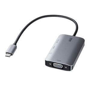 �T�����T�v���C USB Type C-HDMI/VGA�ϊ��A�_�v�^(4K/30Hz/PD�Ή�) AD-ALCHV02 �O���[