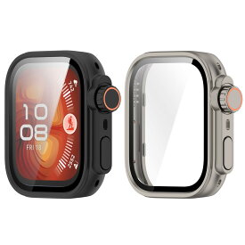 RuenTech 対応Huawei Watch Fit 4 Proケース/カバー PC素材+強化ガラス Huawei Watch Fit4 Proカバー 全面保護 ファーウェイケース ガラスフィルム 一体型 高耐久 高透過率 取り付けが簡単 (黒×マットチタン