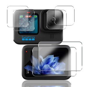 GoPro Hero 12 11 10 9 Black �K���X�t�B���� 6���Z�b�g ���{���Ɏq�f�ލ̗p �t���ی�t�B���� �����Y�ی� ��ʕی� �����K���X 3���{�J�����ی� 3�� �����ߗ� �d�x9H �ϏՌ� ��U�h�~ �C�A�h�~ GoPro12