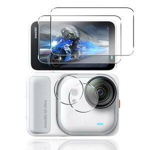 Insta360 GO 3S GO 3 �Ή� �����K���X�t�B���� 2+2���Z�b�g ���{�����Ɏq�f�ލ̗p �����Y�ی�t�B���� �t���ی�t�B���� �����ߗ� �d�x9H �w��h�~ �C�A�h�~ �ϏՌ� Insta360 GO3S GO3 �p �ی�t�B����