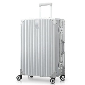 TABITORA 「60180-Silver-L」 スーツケース シルバー Lサイズ キャリーケース キャリーバッグ TSAロック 静音 軽量 大容量 トランク オシャレ ビジネス 出張 修学 旅行