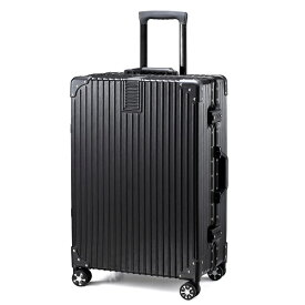 TABITORA 「60180-Black-M」 スーツケース ブラック Mサイズ キャリーケース キャリーバッグ TSAロック 静音 軽量 大容量 トランク オシャレ ビジネス 出張 修学 旅行