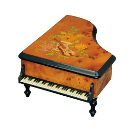 30弁用 象嵌グランドピアノ型ボックス ブラウン 楽器・花柄 EX196