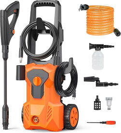 高圧洗浄機 家庭用 業務用 パワフル 10MPa 800W 小型 コンパクト 持ち運び便利 簡単接続 水道直結 自吸両用 12m高圧ホース 軽量 静音 洗車用 外壁洗浄