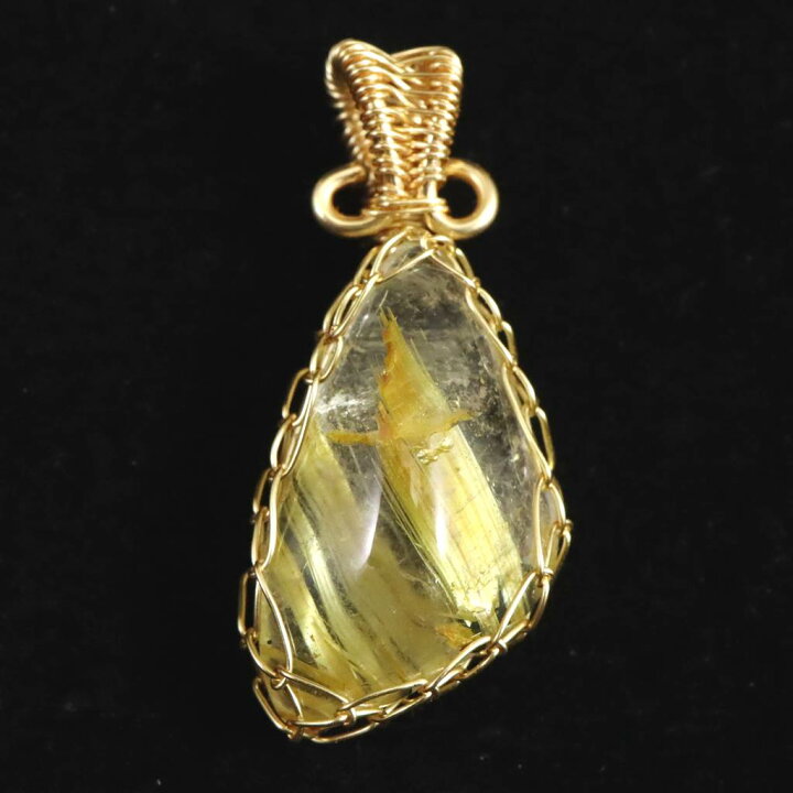 楽天市場】ゴールドルチルクォーツ ワイヤー ペンダントトップ 3.25g  