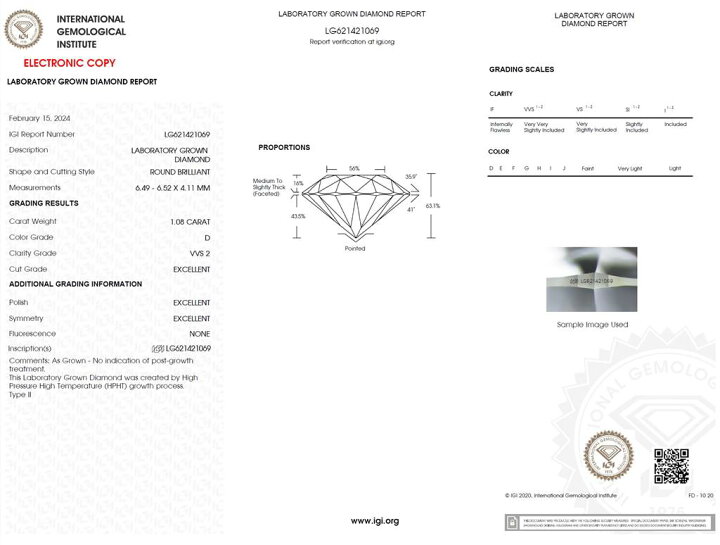 楽天市場】1.08ct D VVS2 3EX ラボグロウンダイヤモンド HPHT ラウンド 