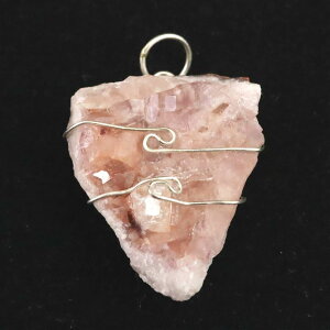 H&E社 ピンクアメジスト 原石 ワイヤーラップ ペンダントトップ 6.6g