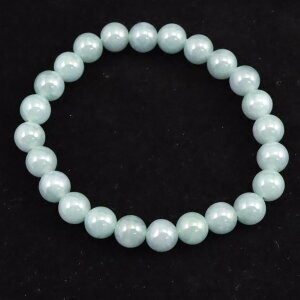 グアテマラ産 マンサーノ翡翠 ブルージェダイト 青翡翠 7.5mm玉 ブレスレット 19.5g
