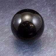 中国山東省産　黒水晶 モリオン　58mm スフィア 丸玉 台座付 280g