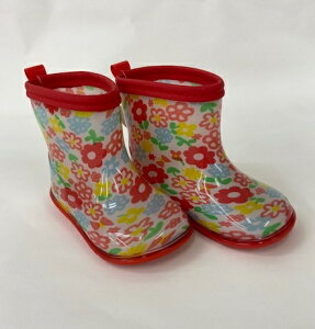 ★★送料込み★★KIDS FORET 花柄/レインシューズ/ホワイト色長ぐつ(中敷き付き)+ /14.0/15.0