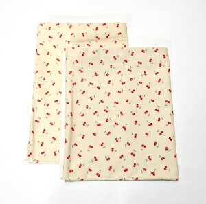 【日本製】お昼寝布団(携帯用布団)洗い替えカバー さくらんぼ/CR2点セット(掛け・敷きカバー)ファスナータイプ/クリーム色/女の子おひるねふとん・お昼ね替えシーツ/かえしーつ/洗い替