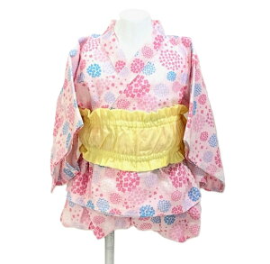 ★送料込み★【Aenak 夏のおめかし/お花柄甚平】/甚平つくり帯付き/ 夏の女の子の服/お祭り/お風呂上り