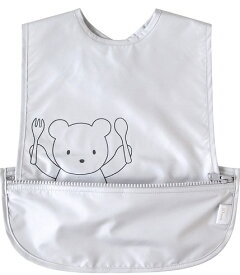 FICELLE　 フィセル【日本製】10mois　お食事ポーチロン　グレーお食事エプロン/袖なし/汚れに強い/撥水素材カトラリーも一緒に収納できます