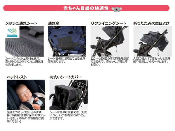 楽天市場】リッチェル コアラクーン ブラック(BK) ベビーカー両対面 