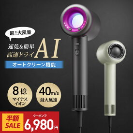 クーポンで6,980円【2025年新発売】楽天1位 ドライヤー ヘアドライヤー 大風量 速乾 時短 低温ドライヤー 8億マイナスイオン 1200W 高速ドライヤー 軽量 静音 57℃恒温 静電気除去 コンパクト 人気 髪質改善 美容家電 ヘアケア 美髪