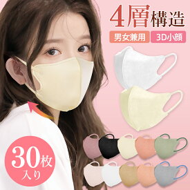 3Dマスク 立体マスク 不織布 30枚入り 個包装 平ゴム おしゃれ 小顔 耳が痛くない 4層構造 99%遮断 3dマスク PM2.5 ウイルス飛沫対策 花粉対策 3D マスク 大人用 やわらか不織布 レディース ふつうサイズ 家庭用 男女兼用 安心 安全