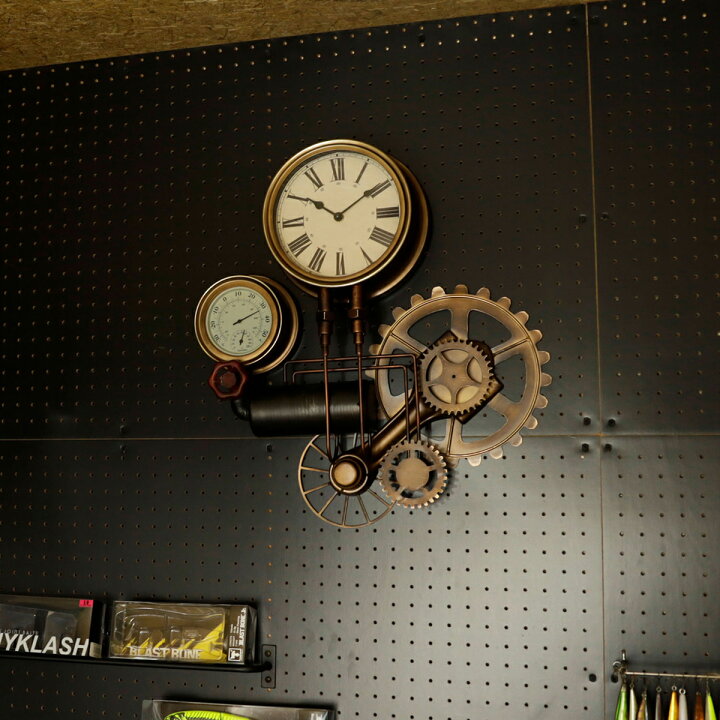 楽天市場】時計 温度計 湿度計 温湿度計 Steampunk Wall clock White 