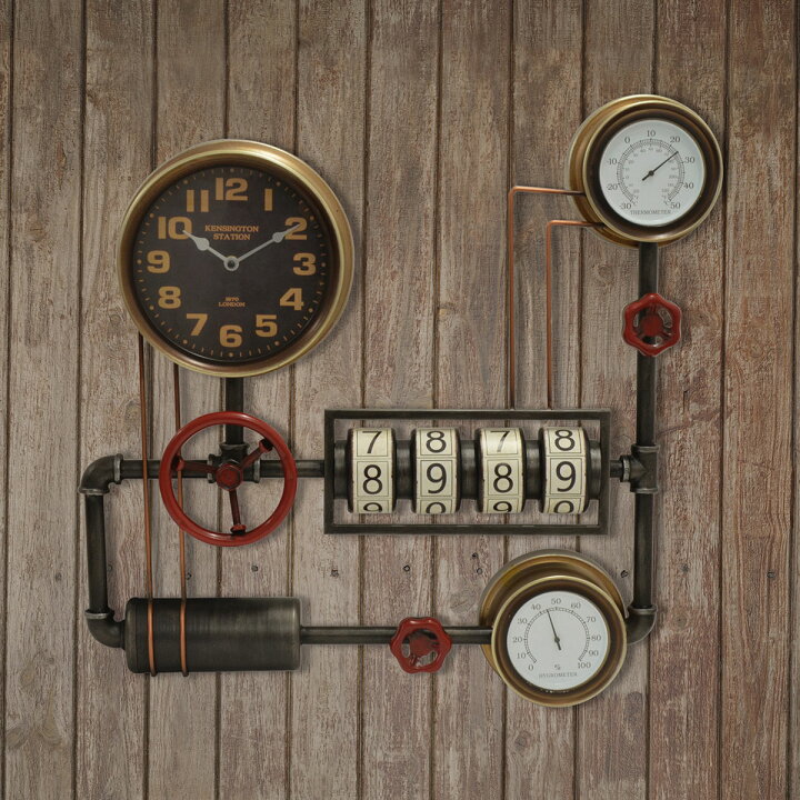 楽天市場】時計 ウォールクロック 温度計 湿度計 Steampunk Wall clock 