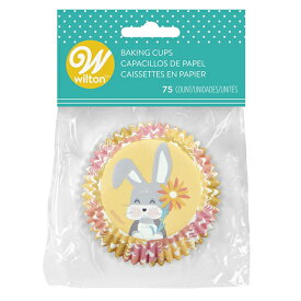 【クーポン対象】 カップ 紙カップ マフィン カップケーキ バニーフラワーマフィンカップ75PC 春 ベーキング マフィン Wilton ウィルトン イースター