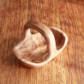 オリーブ フルーツボウル withハンドル 27×19cm オリーブ オリーブの木 食器 皿 木製 パーティ オリーブウッド フルーツ ボウル レア 一点もの チュニジア