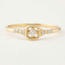 【アガサリング 】個性派ダイヤモンド結婚指輪　細身エンゲージリング　ダイヤモンドリング　婚約指輪　14K 14金　イエローゴールド ローズゴールド　ホワイトゴールド　ニューヨークデザイナー　ジュエリー　大きいサイズ対応　送料無料
