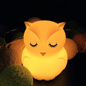 フクロウ ベッドサイドライト シリコンランプ LEDナイトライト 常夜灯 7色変化 USB充電 子供用 授乳用 プレゼント 萌え萌えくま