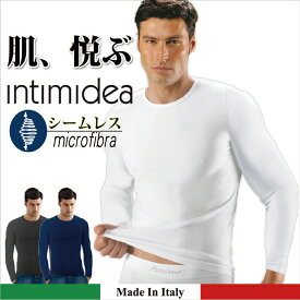 メンズインナー 防寒 長袖シャツ ラウンドネック インティミディア ノルマン メンズ INTIMIDEA Men'sbasicman 下着 肌着 男性下着 マイクロファイバー ストレッチ 吸汗速乾 イタリア製