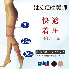 【お買い物マラソン限定特価】 着圧ストッキング 段階着圧 カビフィ パンティストッキング 140デニール 強圧 イタリア製 弾性 加圧 引き締め 冷え対策 抗菌 美脚 透明感 ハニカム編み つま先・かかと補強