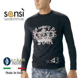 最後の1点 65％引 センシ メンズ/SENSI Men'sメンズ丸首長袖プリントTシャツ（クラウン） brand (ブランド)