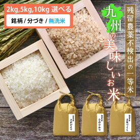 お中元ギフト お米 残留農薬ゼロの[特A米/一等米] 令和6年 九州産 選べる銘柄とサイズと分づき [ひのひかり 元気つくし さがびより] [2kg/5kg/10kg] [無洗米 玄米 分づき米 胚芽米 白米] お祝い プレゼント ギフト 景品 贈り物に