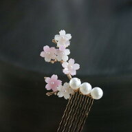 ハンドメイド 手作り ヘアコーム ヘアアクセサリー 桜 さくら 桜の枝もの 満開桜 お呼ばれ パーティー 七…