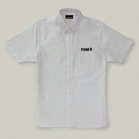 TOM'S トムス半袖 オックスフォードシャツホワイト 白左胸 TOM'Sロゴ入りサイズ：XL ファッションワイシャツ