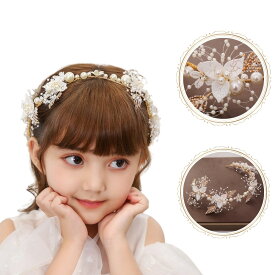 ヘアアクセサリー 子供 キッズ 髪飾り 手作り フォーマル ヘッドドレス 結婚式 入学式 入園式 卒園式 発表会 ピアノ発表会 プレゼント ビジュー パール リボン 花冠 カチューシャ ホワイト ゴールド(MA11)