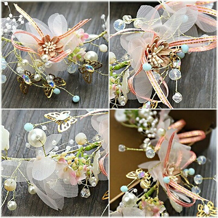 ヘアアクセサリー 髪飾り 子供 ハンドメイド 女の子 レディース 花 ピアノ 発表会 蝶々 ちょうちょ フラワー 手作り ホワイト リボン ピンク クリスタルビーズ ラインストーン パールビーズ ティアラ カチューシャ 結婚式 ブライダル ウエディング 写真撮影 ... handmade キッズアクセサリー5点セットᙏ̤̫͚ ♥︎︎∗︎*゜ ピンク 花 蝶々