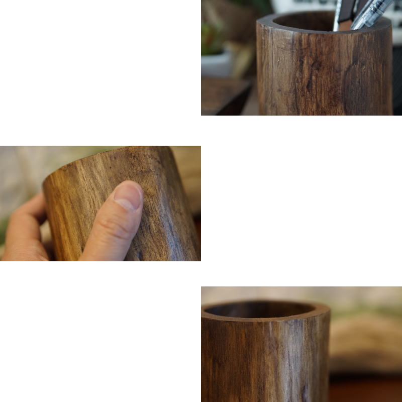 ペン立て ペンスタンド 細め（内径55mm未満）天然木 無垢材 木製 おしゃれ チーク 大人の趣味空間