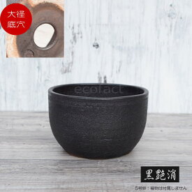 植木鉢 おしゃれ 陶器鉢 5号 丸型 室内 底穴あり艶消し 黒 ブラック φ15cm かみ山陶器 信楽焼 プランター 園芸鉢 アガベ サボテン 多肉植物 塊根植物 コーデックス