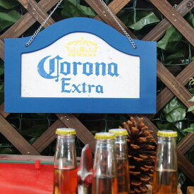 コロナビール エクストラ CORONA EXTRA アーチ ウッドサインプレート木製看板　壁掛け　壁飾り　ブルー/ホワイト