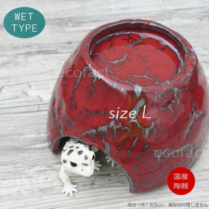 楽天市場】爬虫類 ウェット シェルター レオパ マグマ釉薬 Lサイズ 赤 ...