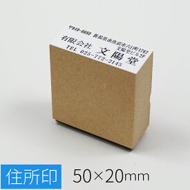 住所印 ゴム印 はんこ のべ板 50mm×20mm 判子 スタンプ ゴム印鑑 オーダー 名前 おなまえ 住所 会社 社名 年賀状
